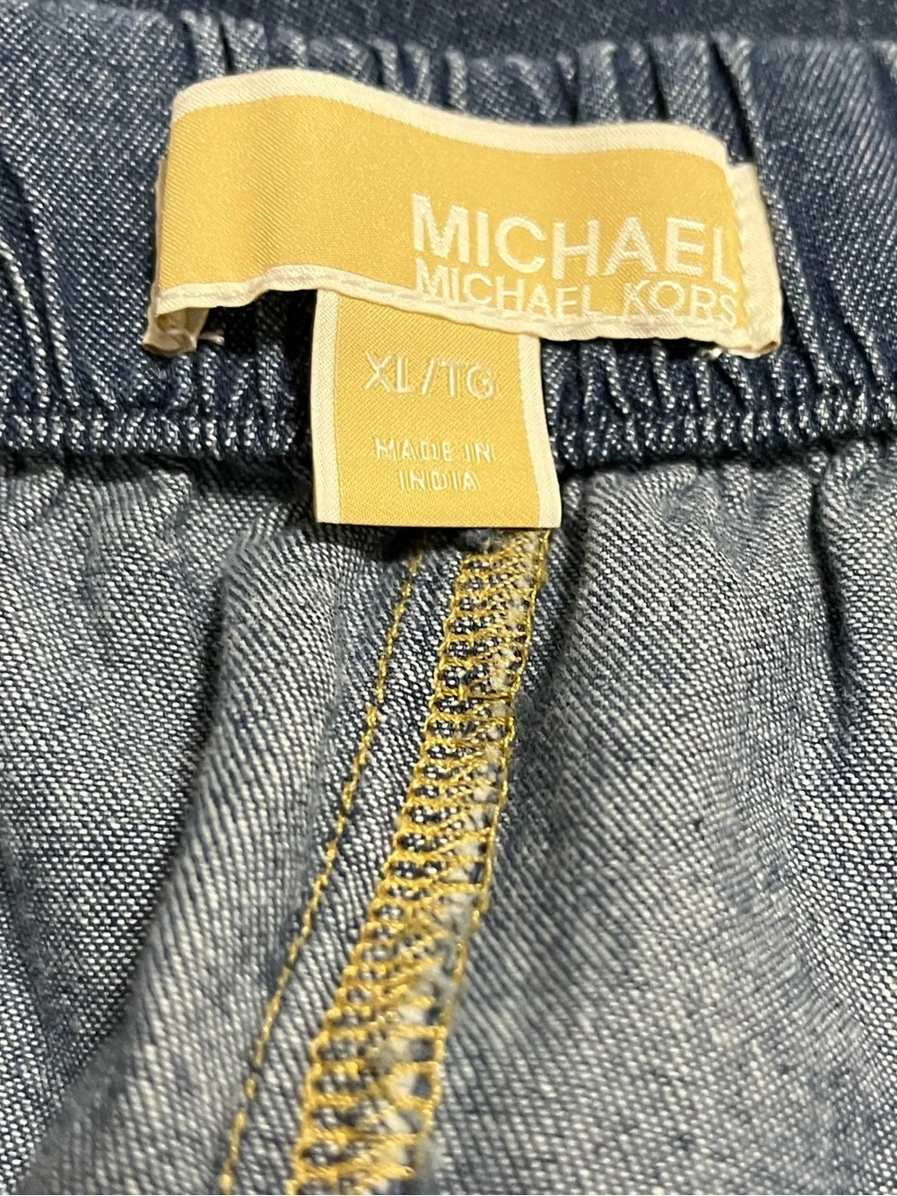 NWT Michael Kors Wide Leg Chambray Drawstring Pants XL